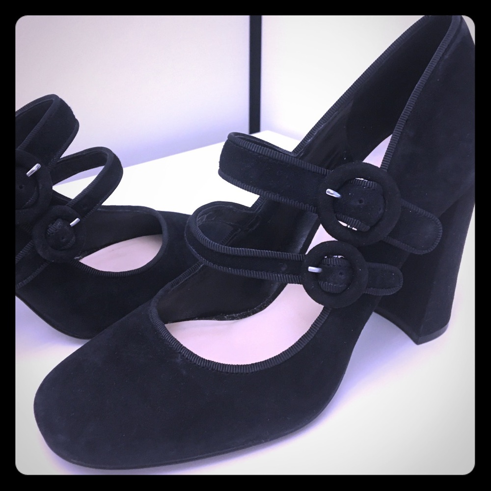 Suede Mary-Jane Pumps